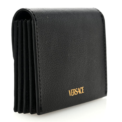 Versace Grained Calfskin Medusa Gusset Holder Wallet Black 3 of 6
