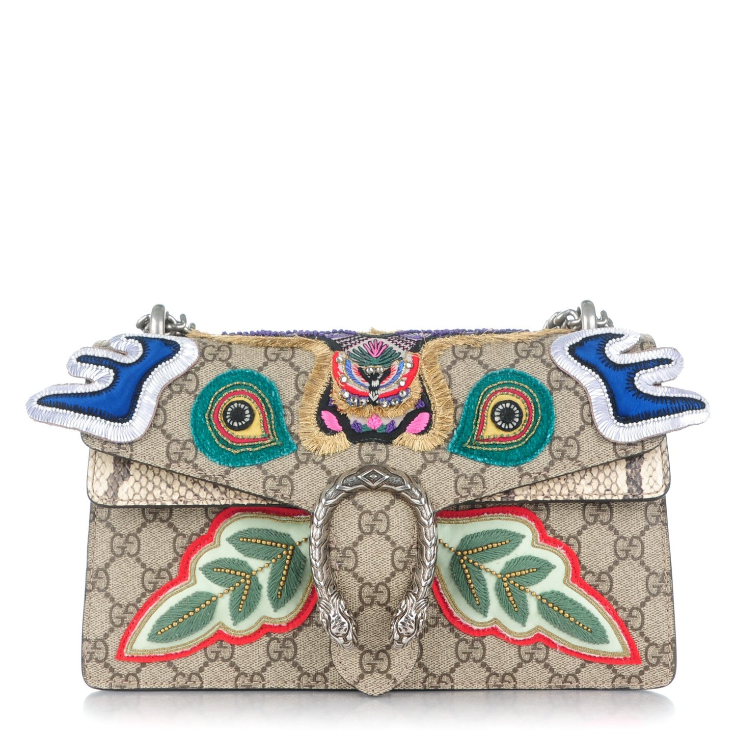 GG Supreme Monogram Python Embroidered Small Dionysus Shoulder Bag