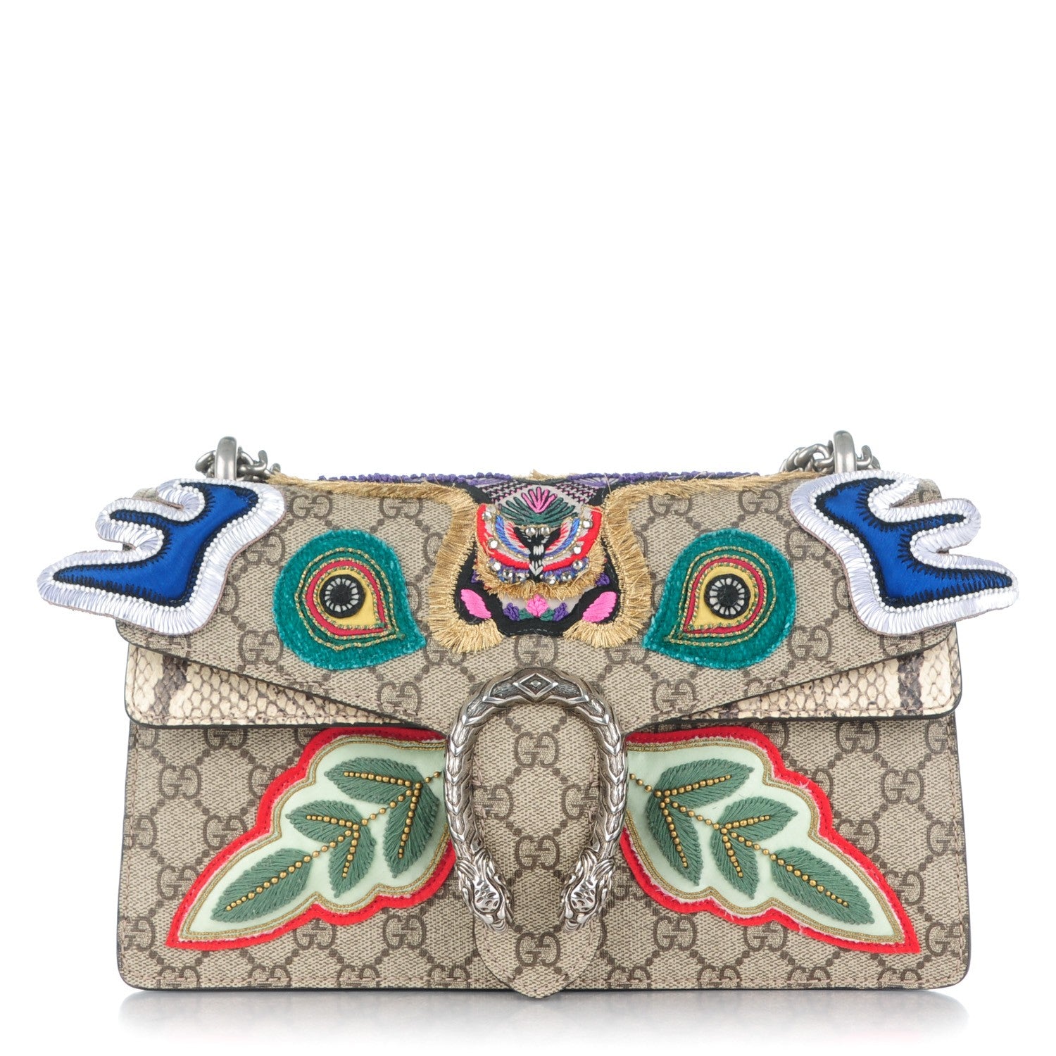 Gucci GG Supreme Monogram Python Embroidered Small Dionysus Shoulder Bag 1 of 9