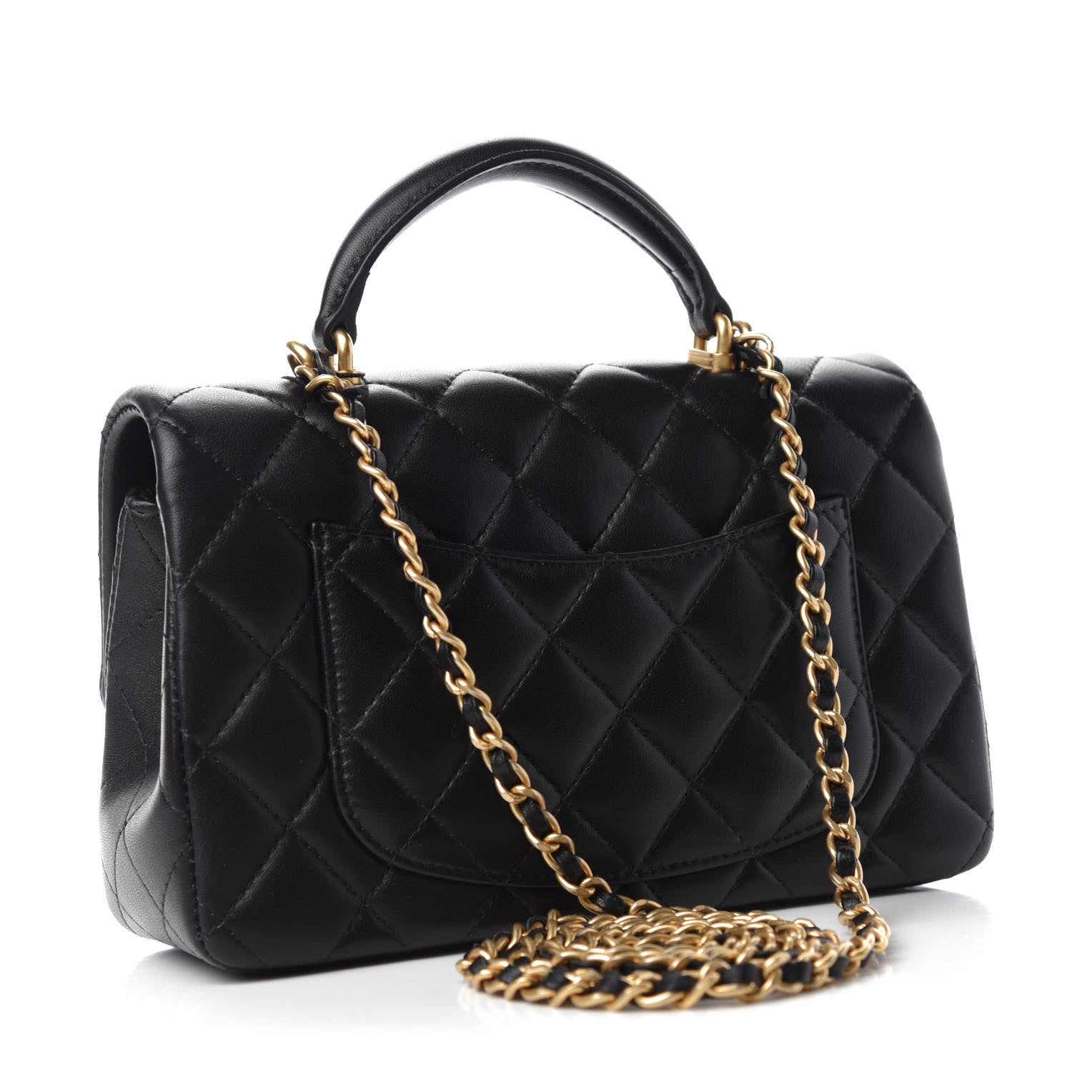 Chanel Lambskin Quilted Mini Top Handle Rectangular Flap Black 3 of 11