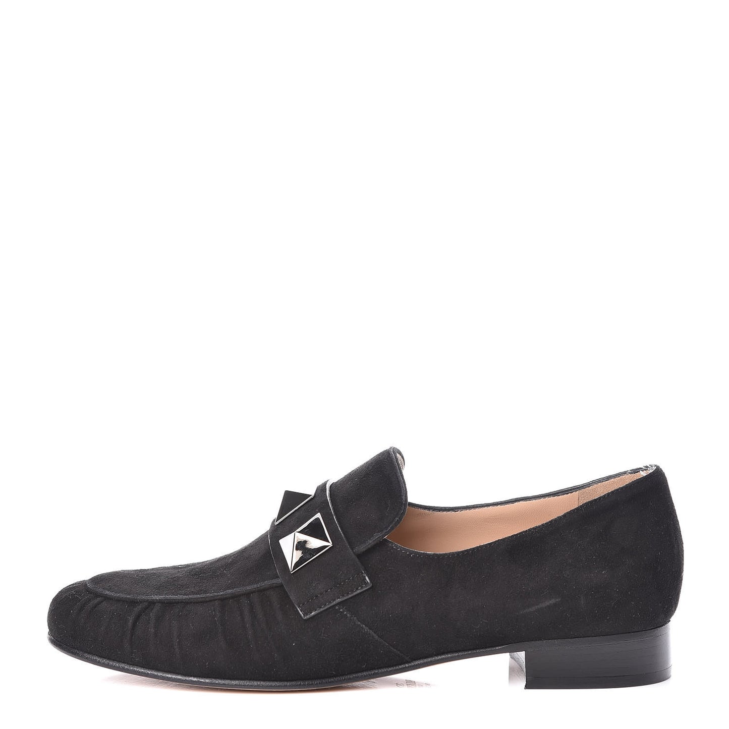 Suede Womens Macro Stud Loafers 38 Black