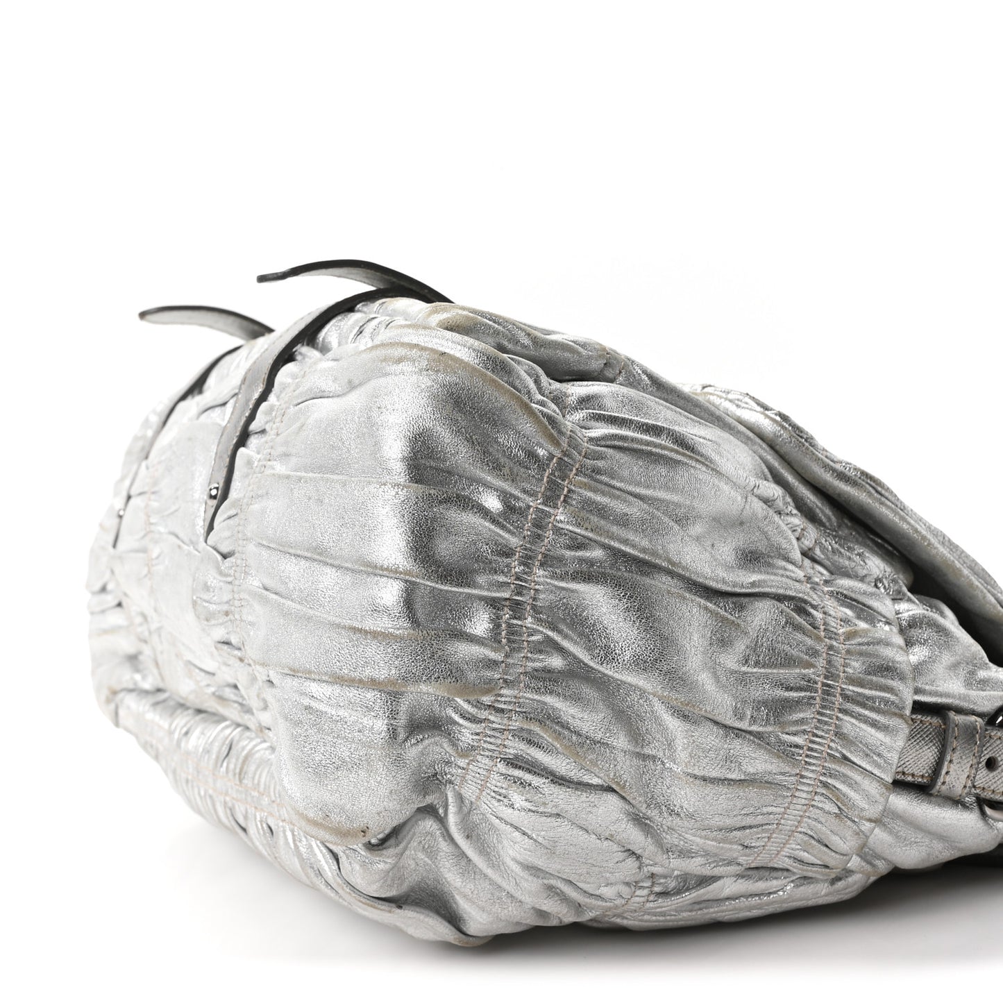 Metallic Nappa Gaufre Messenger Tote Argento