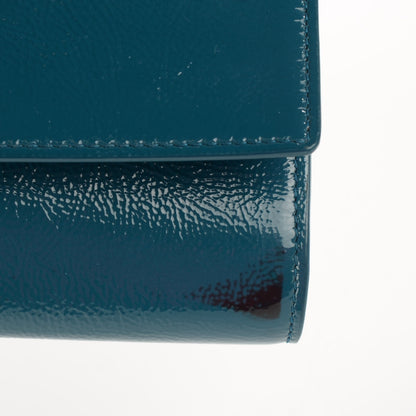 Saint Laurent Textured Patent Monogram Large Belle de Jour Clutch Turquoise 8 of 9