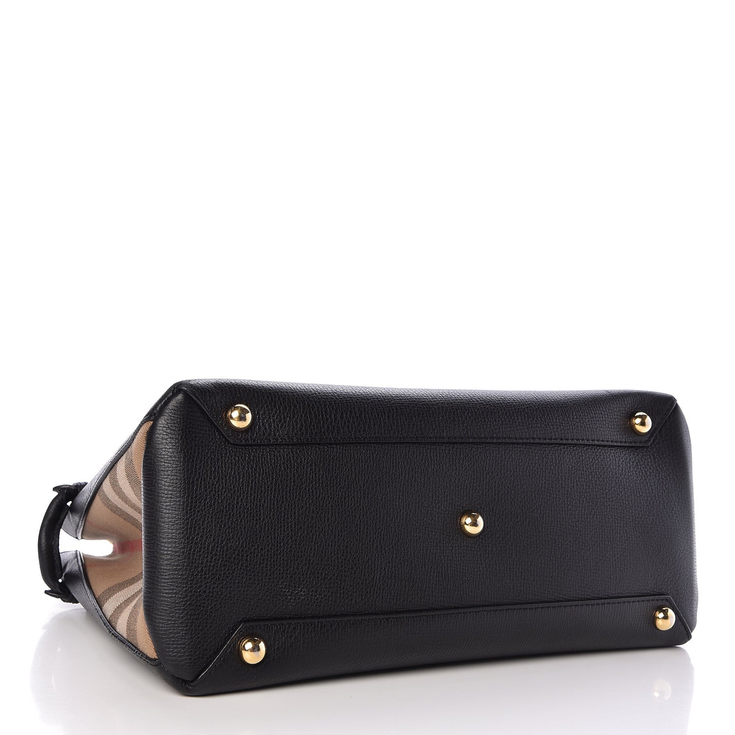 Grainy Calfskin House Check Medium Banner Tote Black