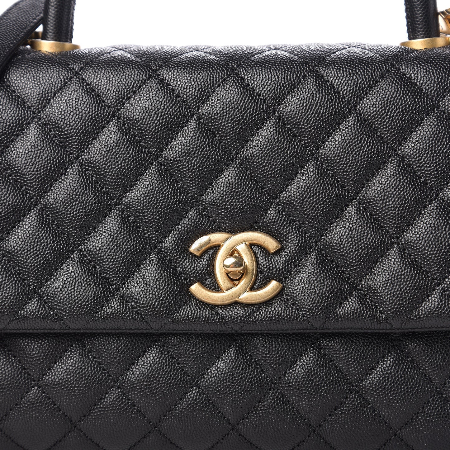 Caviar Quilted Small Coco Handle Flap Black