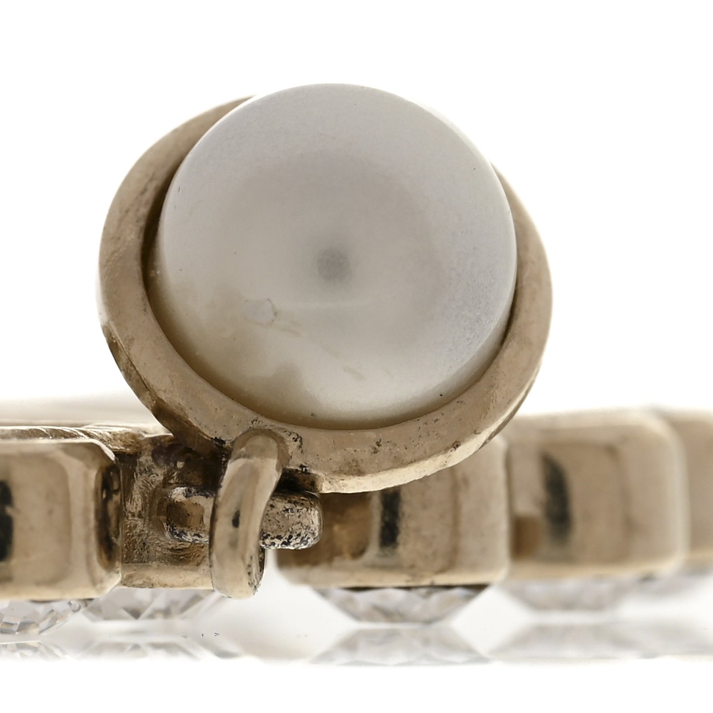 Crystal Pearl Large CC Drop Earrings Gold