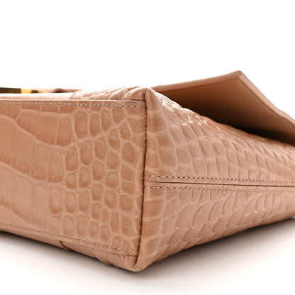 Balenciaga Extra Supple Calfskin Crocodile Embossed XS Downtown Shoulder Bag Nude Beige 11 of 11