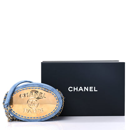Chanel Denim Printed Chain Clutch Dark Blue 10 of 10