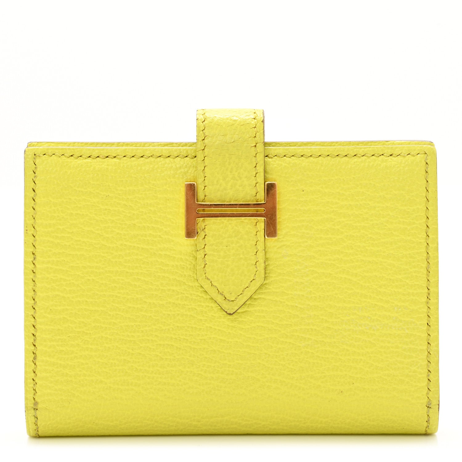Hermes Chevre Mysore Bearn Card Holder Wallet Lime 1 of 6