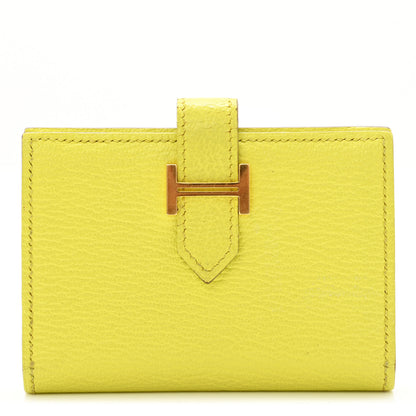 Hermes Chevre Mysore Bearn Card Holder Wallet Lime 1 of 6