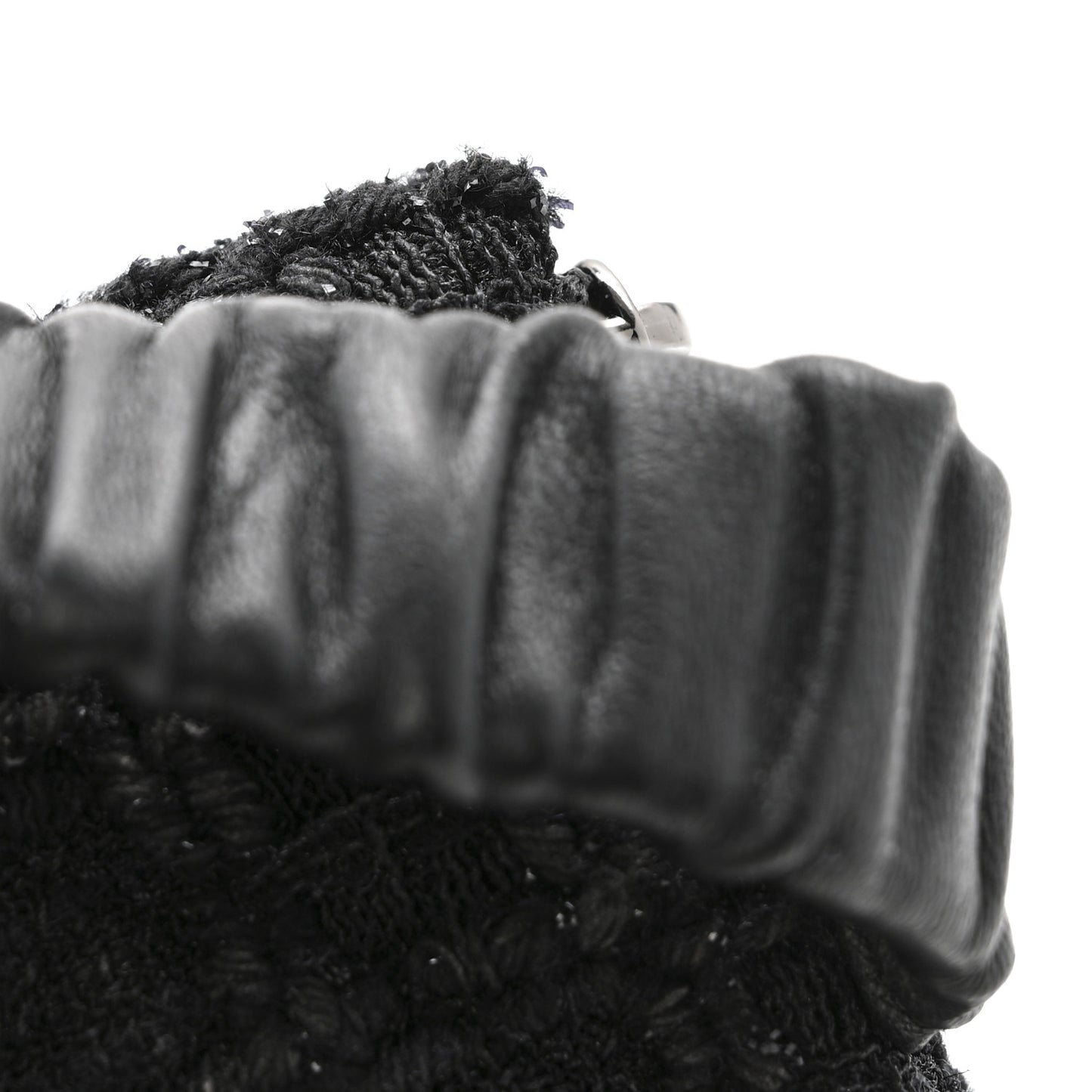 Tweed Lambskin Quilted Arm Coin Purse Black