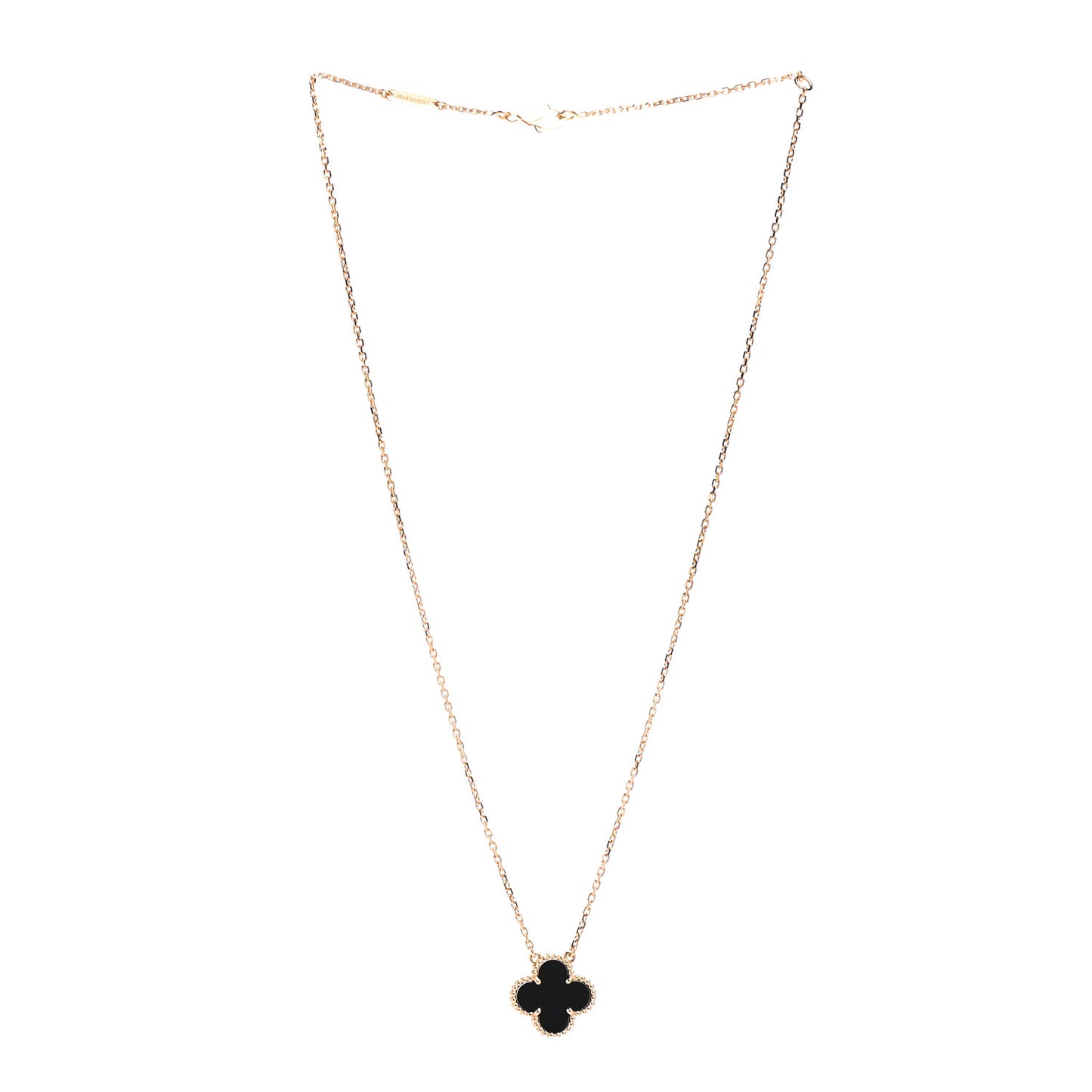 18K Yellow Gold Black Onyx Vintage Alhambra Pendant Necklace