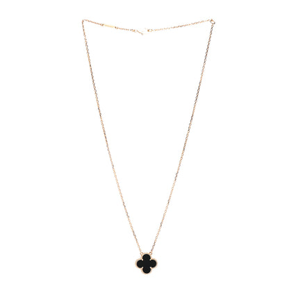 Van Cleef & Arpels 18K Yellow Gold Black Onyx Vintage Alhambra Pendant Necklace 3 of 6