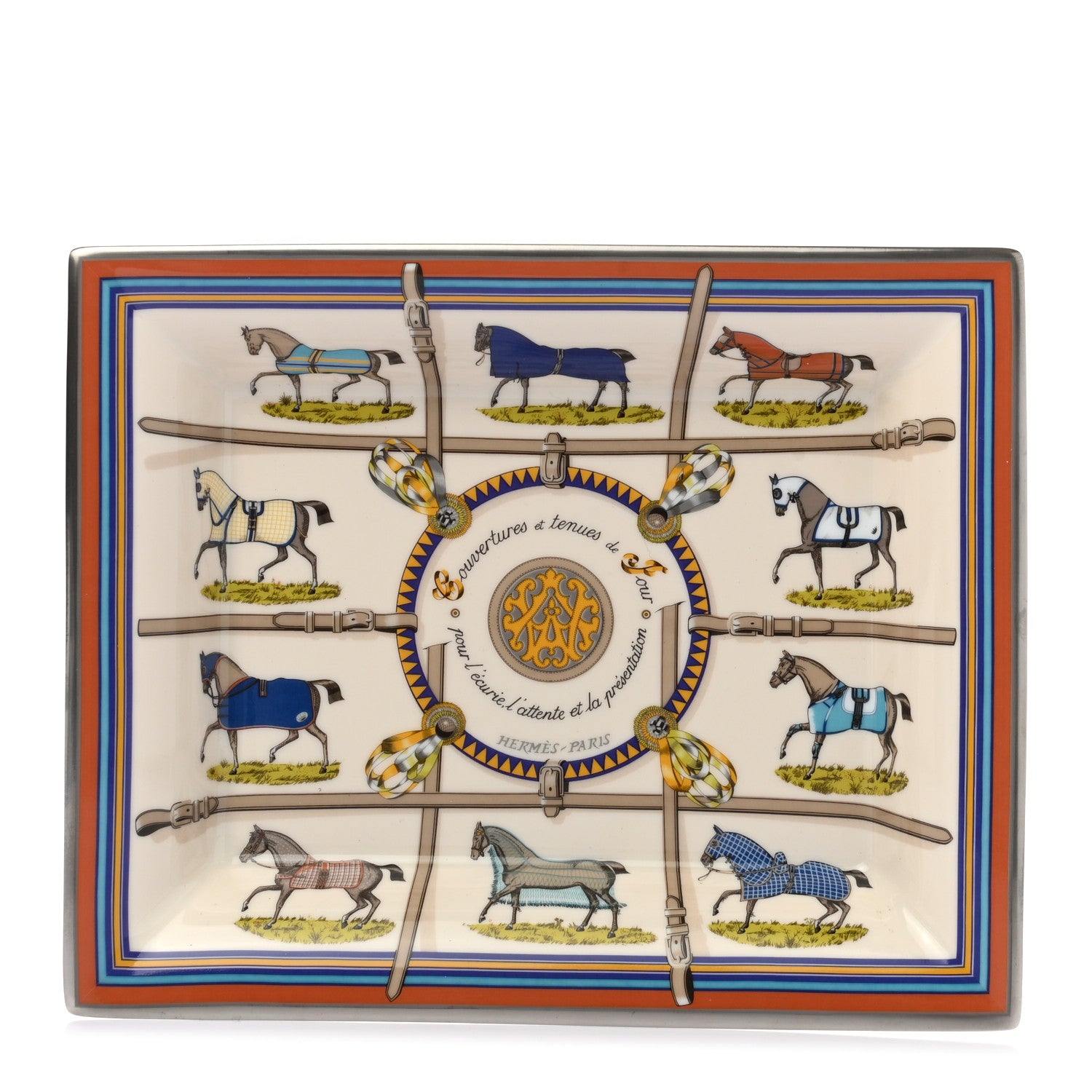 Hermes Porcelain Couvertures Et Tenues De Jour Change Tray 1 of 7