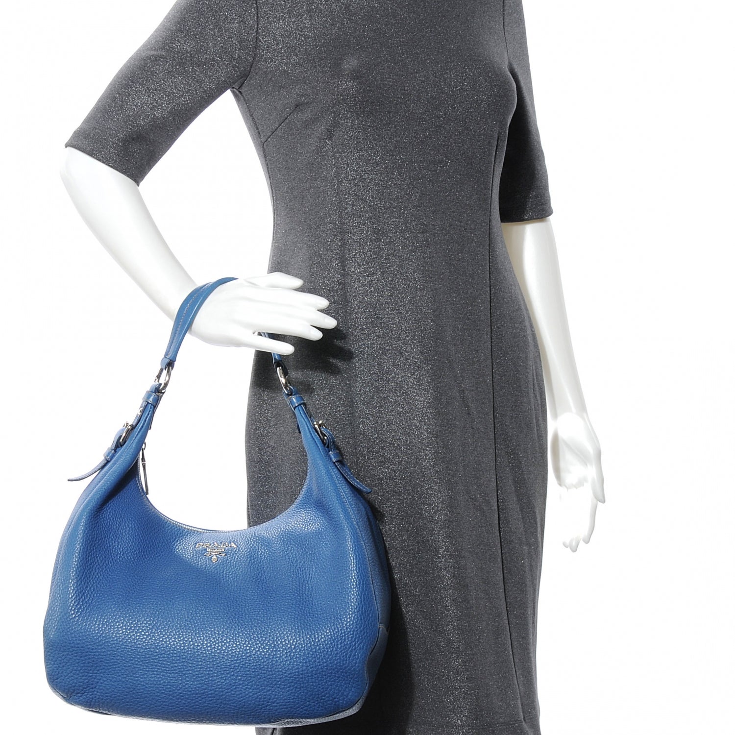 Prada Vitello Daino Hobo Cobalto 2 of 9