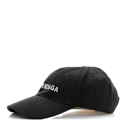 Balenciaga Cotton Logo Classic Baseball Cap 58 L Black White 1 of 10