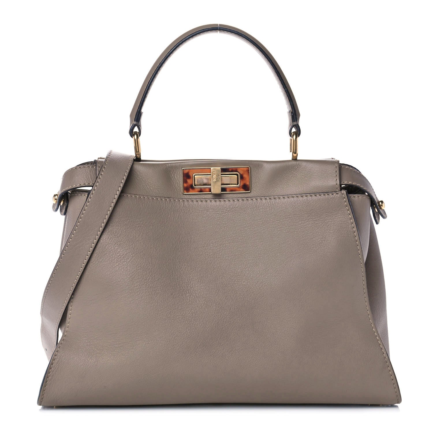 Fendi Vitello Seta Plexiglass Tortoise Medium Peekaboo Iconic Satchel Tortora 1 of 15