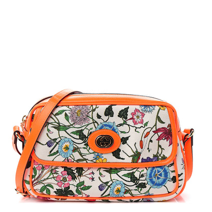 Gucci Canvas Flora Floral Shoulder Bag White Orange Fluo 1 of 9