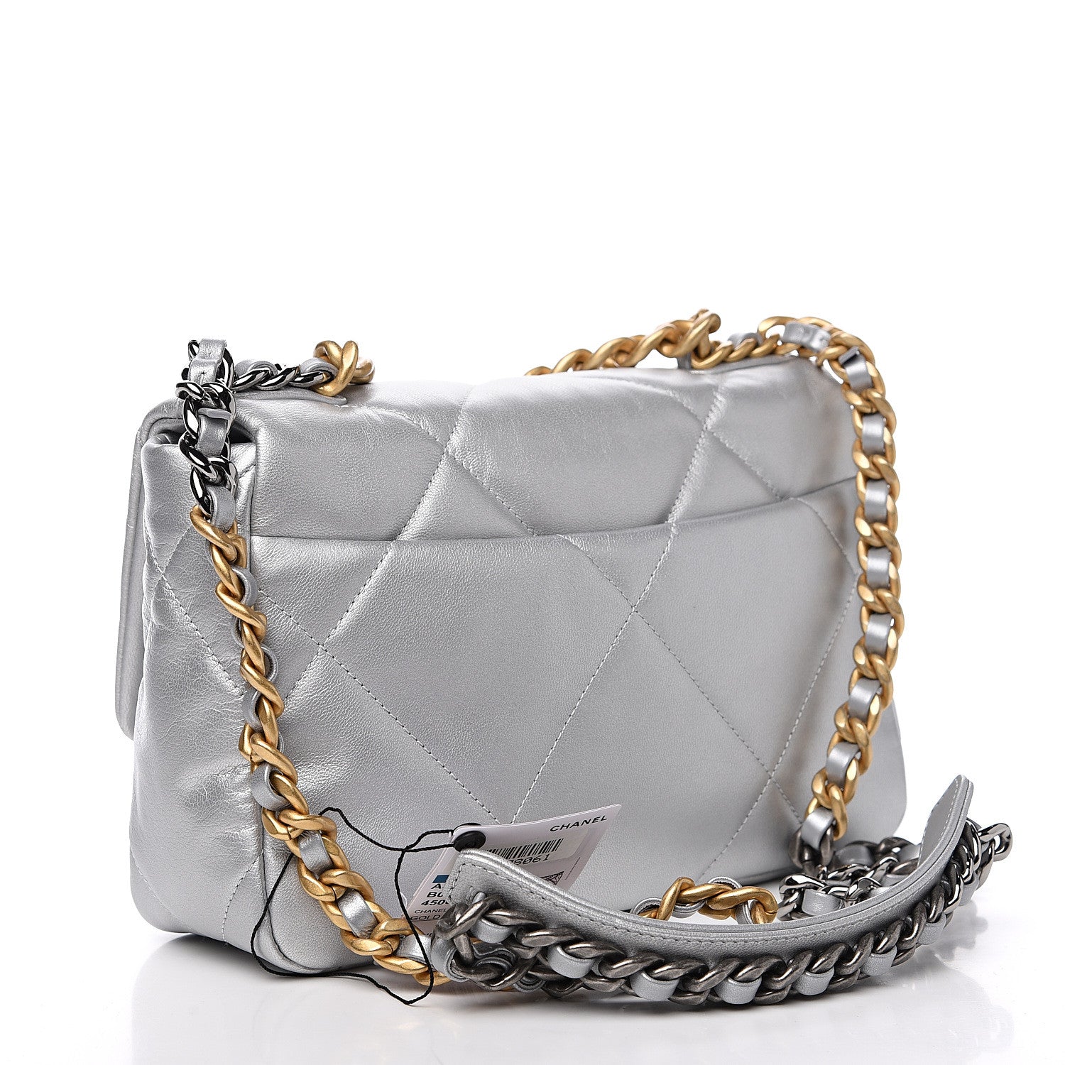 Chanel Metallic Goatskin Quilted Medium 19 Flap Silver 2 of 11