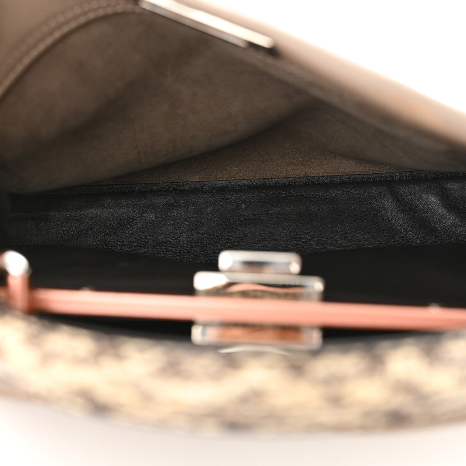 Fendi Vitello Seta Shiny Nappa Elaphe Medium Peekaboo Iconic Satchel Tortora Natural Ebano 5 of 12
