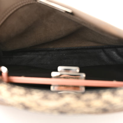 Fendi Vitello Seta Shiny Nappa Elaphe Medium Peekaboo Iconic Satchel Tortora Natural Ebano 5 of 12