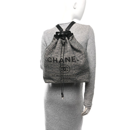 Chanel Canvas Large Deauville Backpack Charcoal 2 of 10