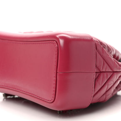 Chanel Aged Calfskin Chevron Quilted Small Gabrielle Backpack Dark Pink 9 of 9