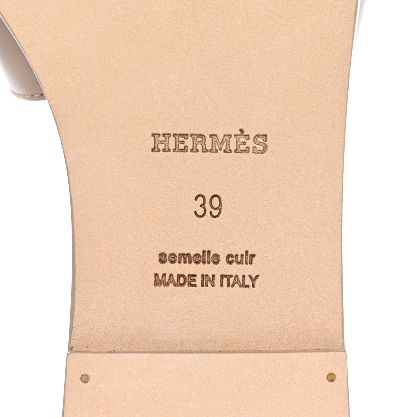 Box Calfskin Oran Sandals 39 Beige Mastic