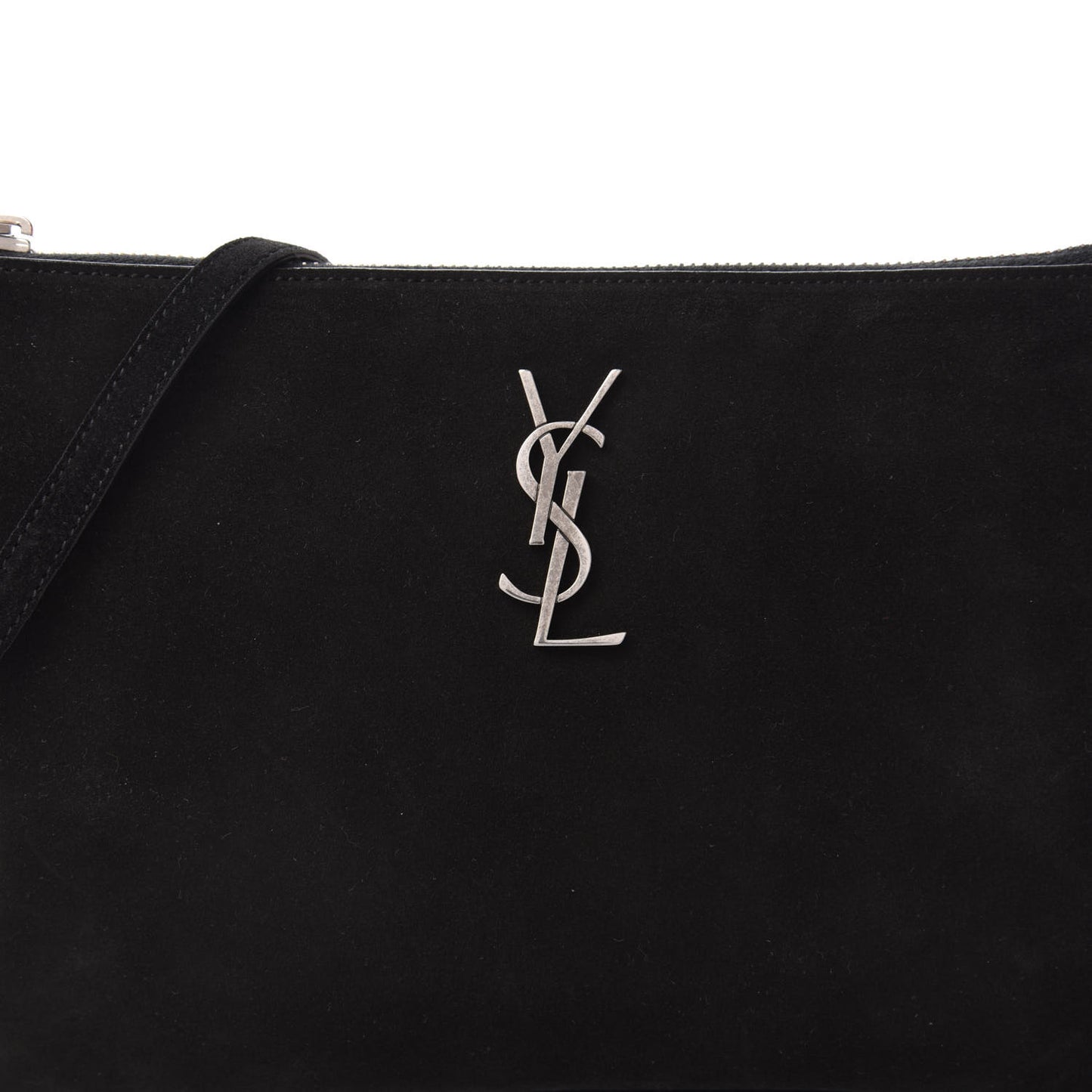 Suede Calfskin Small Fringe Crossbody Bag Black