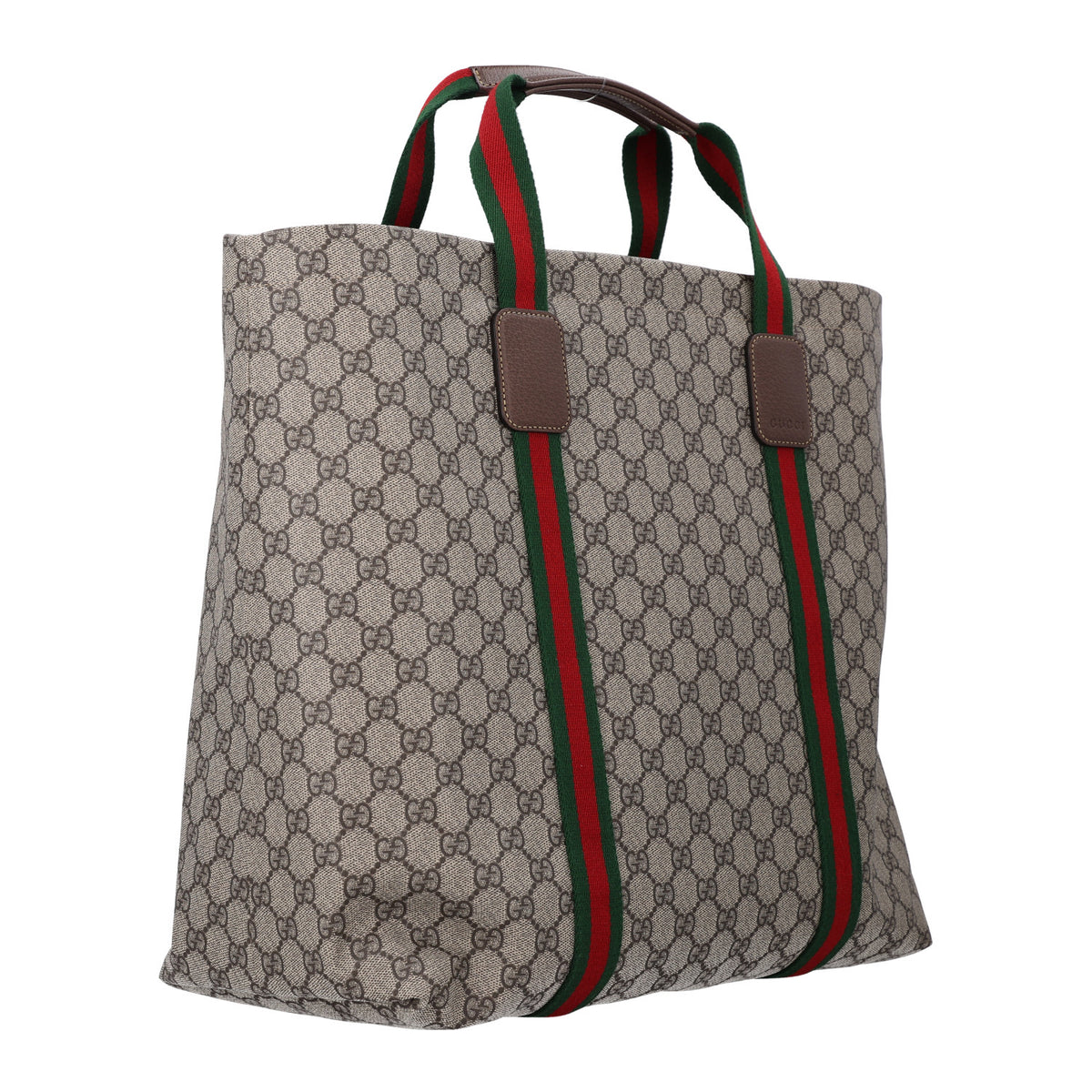 Gucci Tender GG Supreme Monogram Textured Dollar Calfskin Web Tote Beige Ebony New Acero 3 of 10