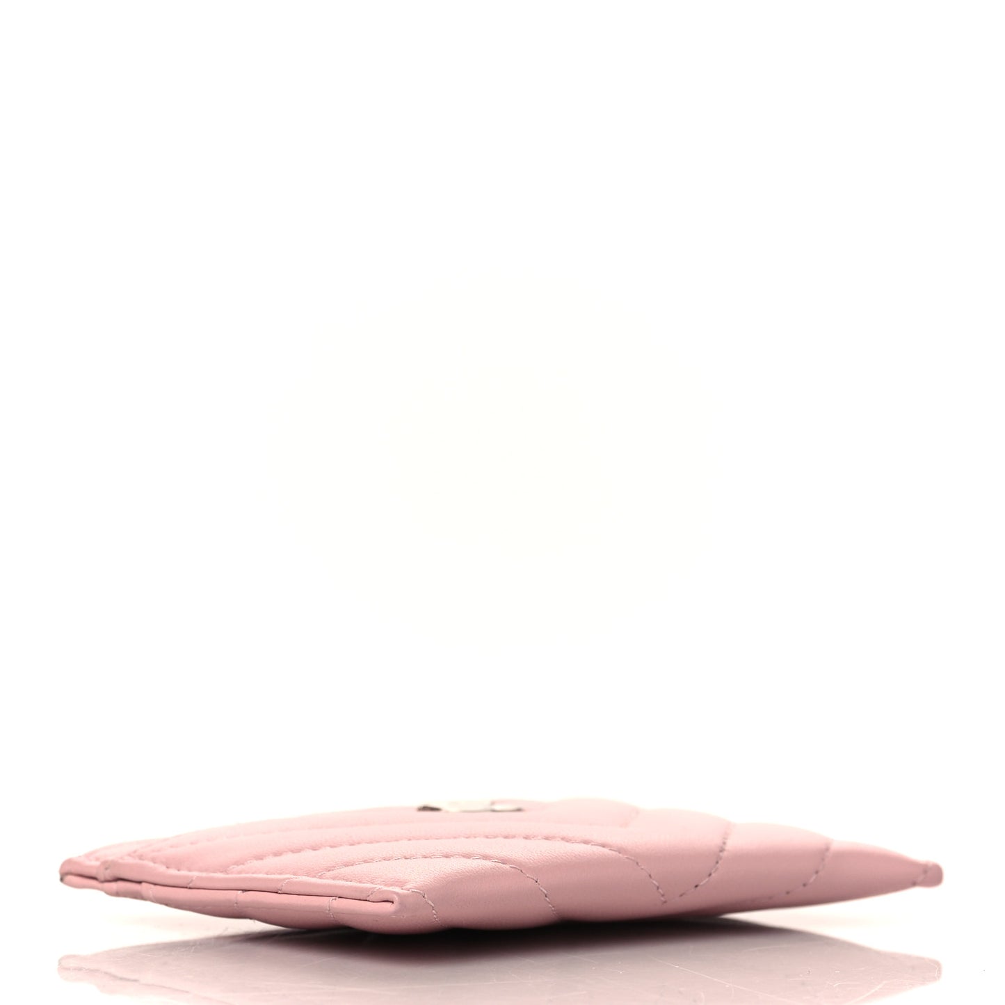 Lambskin Chevron Quilted Card Holder Light Pink