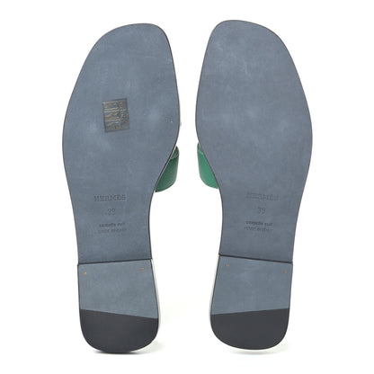 Hermes Epsom Oran Sandals 39 Vert Emeraude 4 of 5