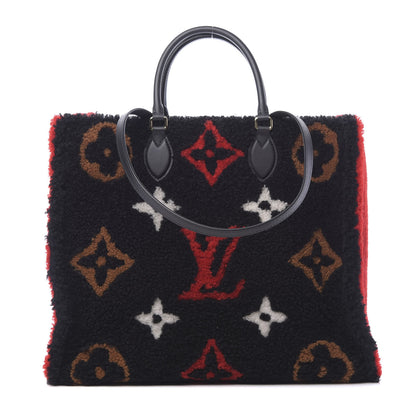 Louis Vuitton Shearling Monogram Giant Teddy Onthego GM Black Red 1 of 8