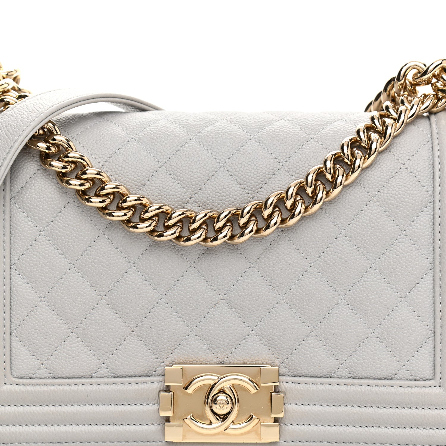 Chanel Caviar Quilted Medium Boy Flap Light Grey 7 of 11
