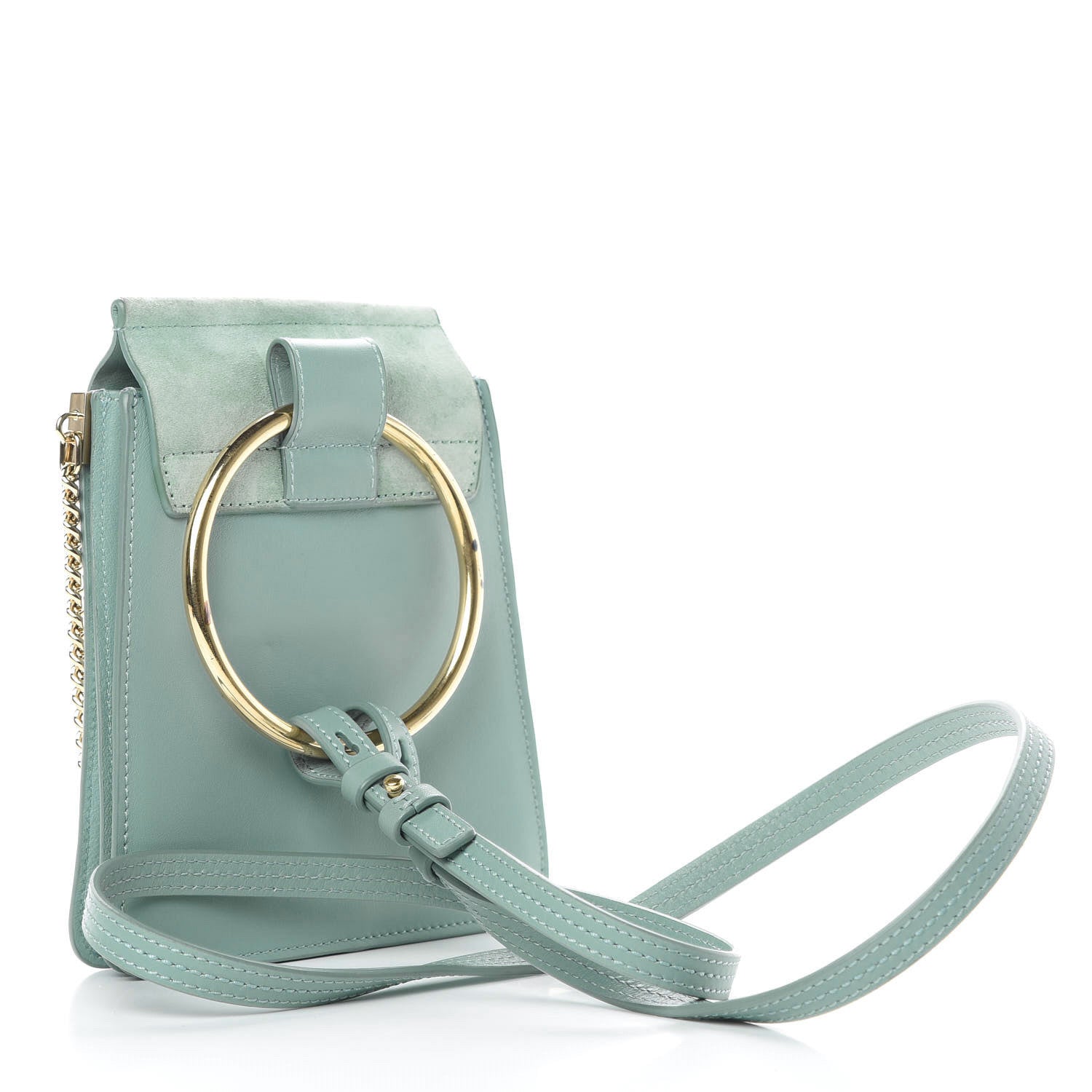 Chloe Suede Calfskin Mini Faye Bracelet Bag Cloudy Blue 3 of 13