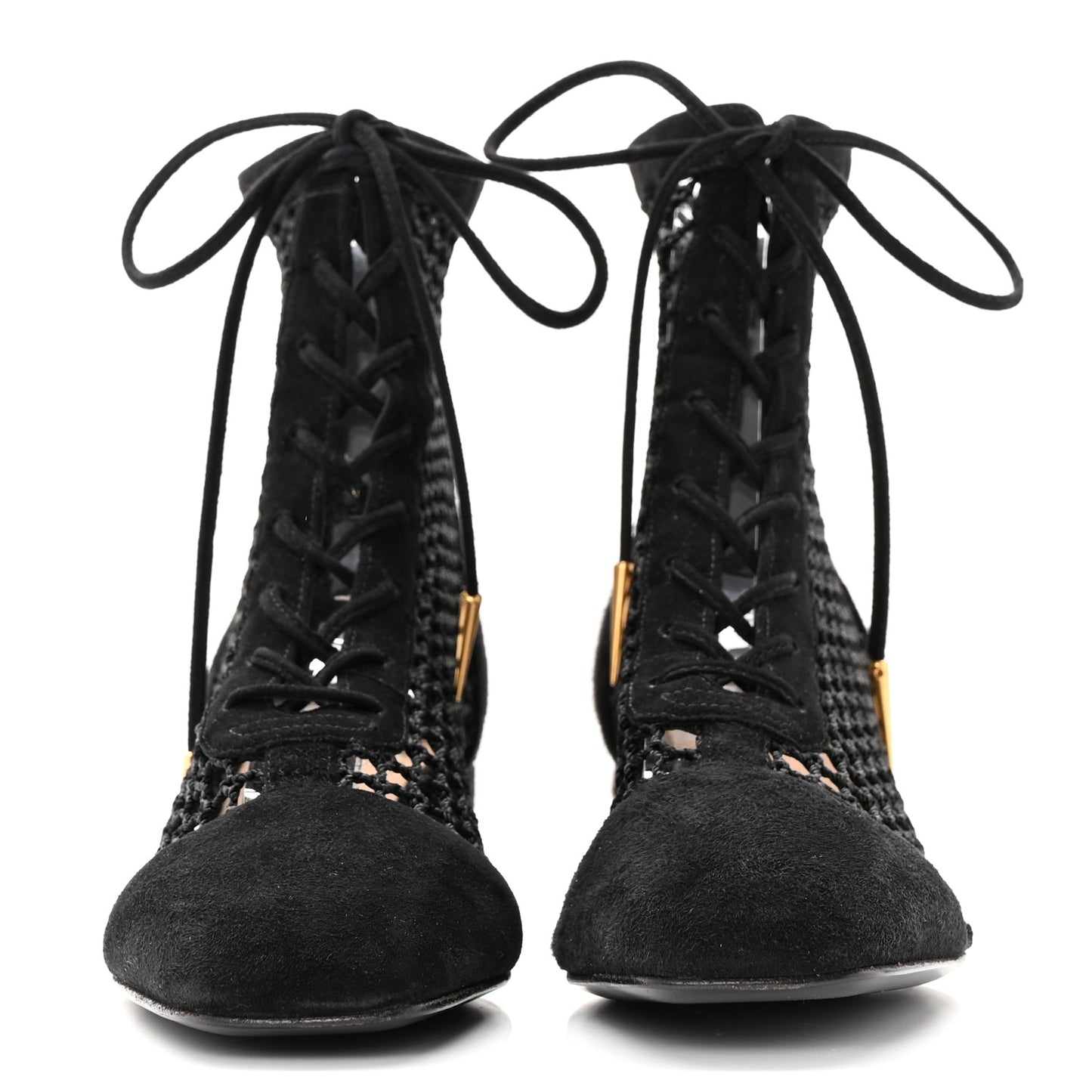 Suede Laminated Resille Naughtily-D 30mm Ankle Boots 36 Black Gold
