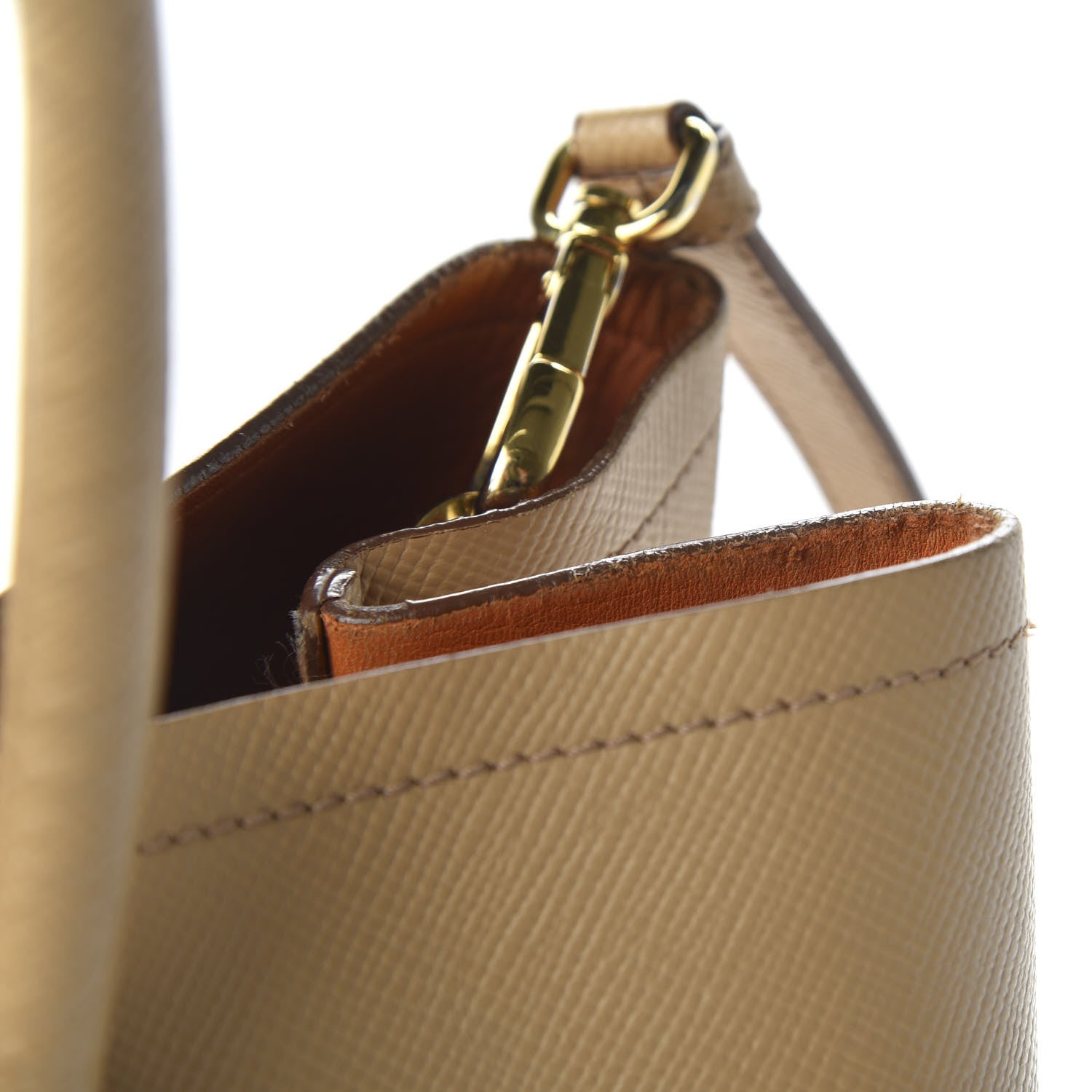 Prada Saffiano Cuir Medium Double Bag Noisette Papaya 11 of 13