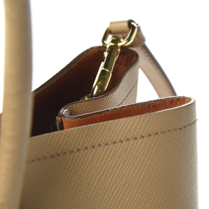 Prada Saffiano Cuir Medium Double Bag Noisette Papaya 11 of 13