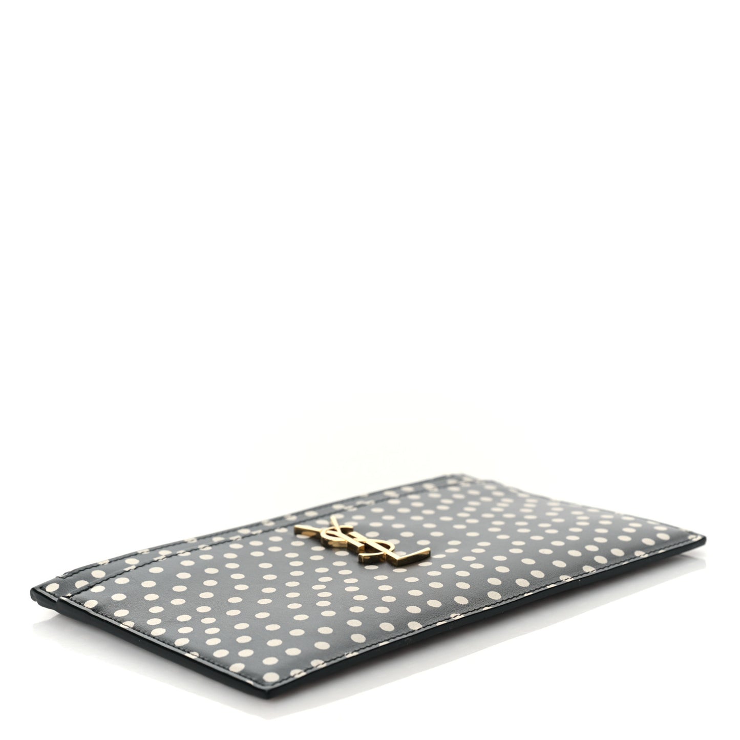 Calfskin Polka Dot Monogram Zip Bill Pouch Black White