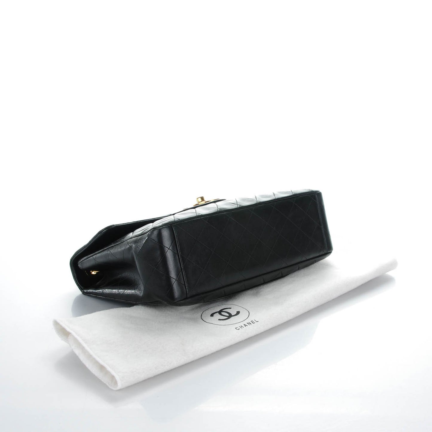 Lambskin Quilted XL Jumbo Single Flap Black