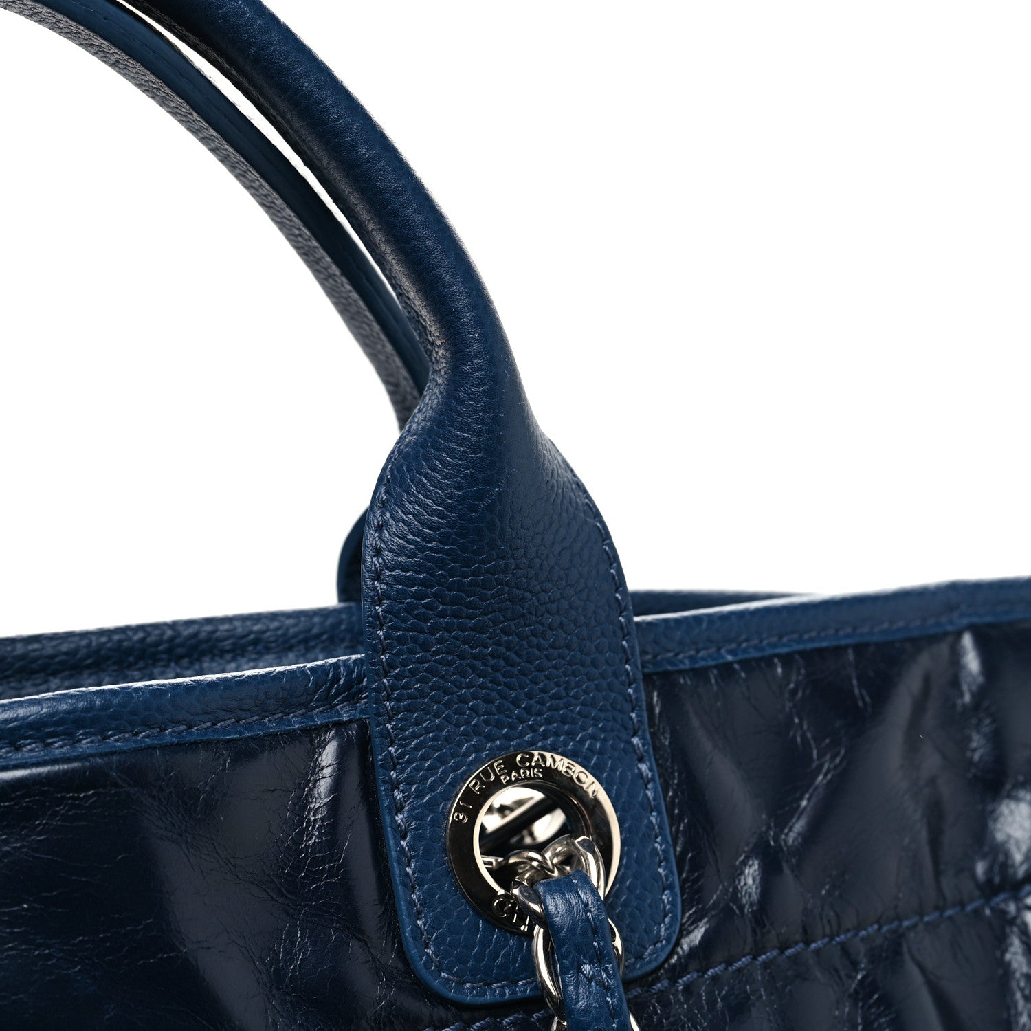 Chanel Glazed Calfskin Medium Deauville Tote Blue 11 of 15