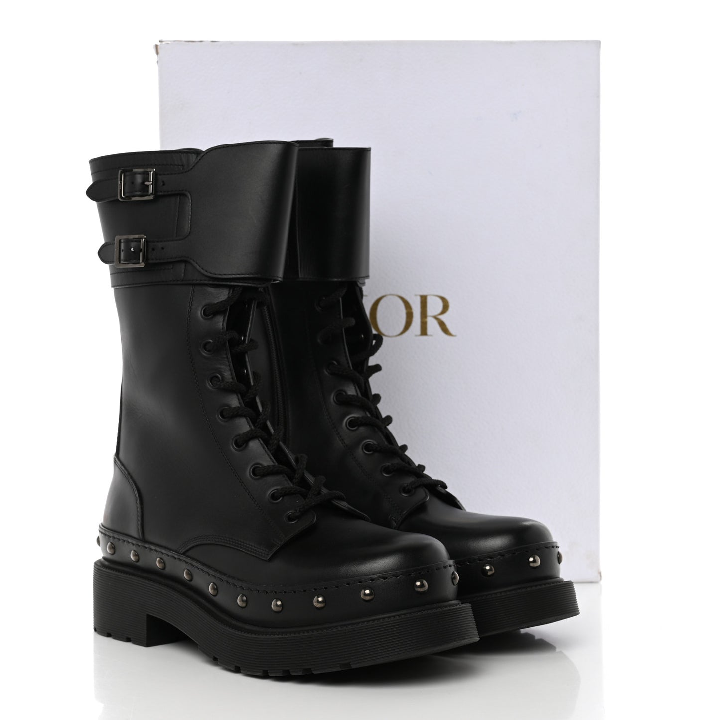 Calfskin Diorquake 25mm Combat Boots 41 Black