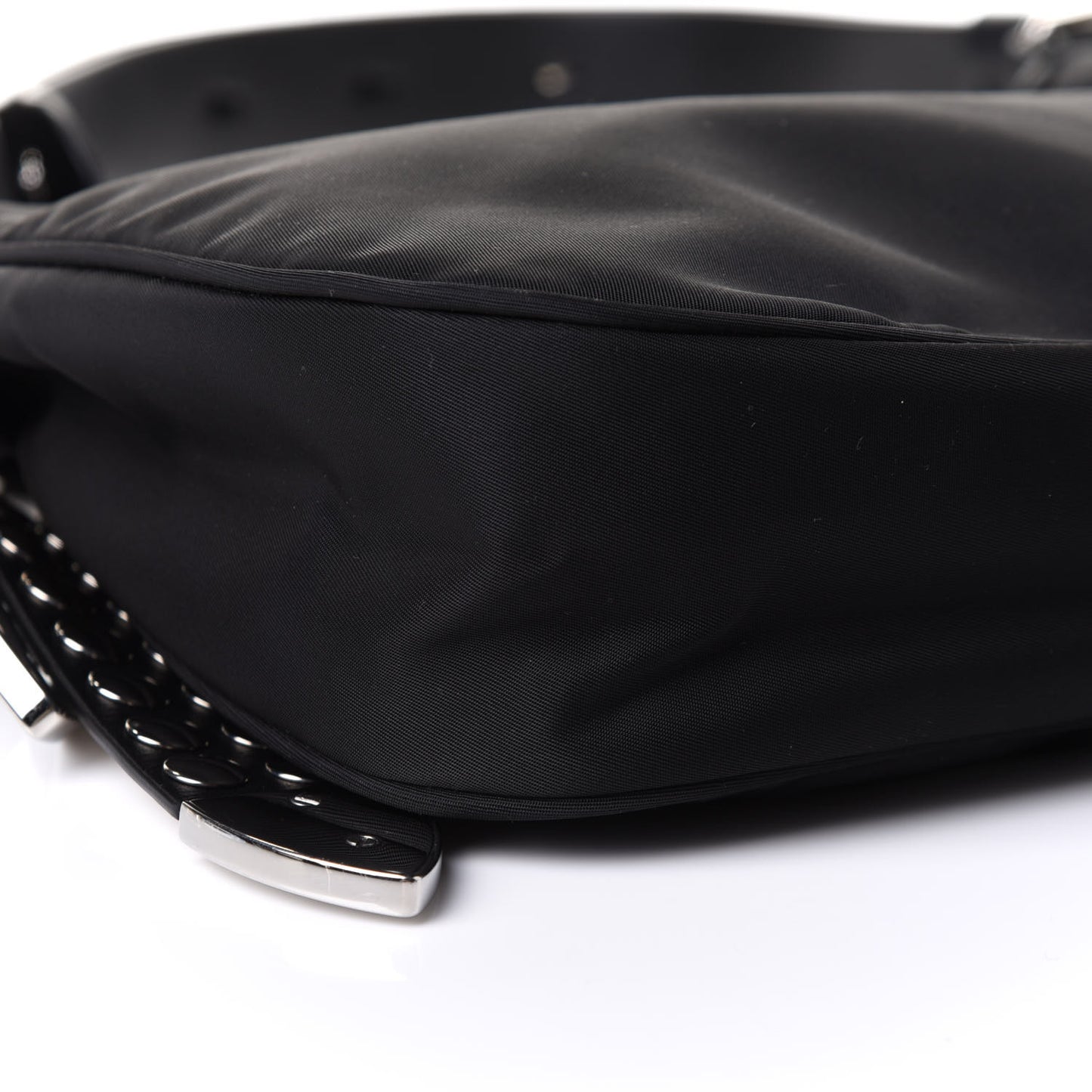 Tessuto Nylon Studded New Vela Hobo Black White