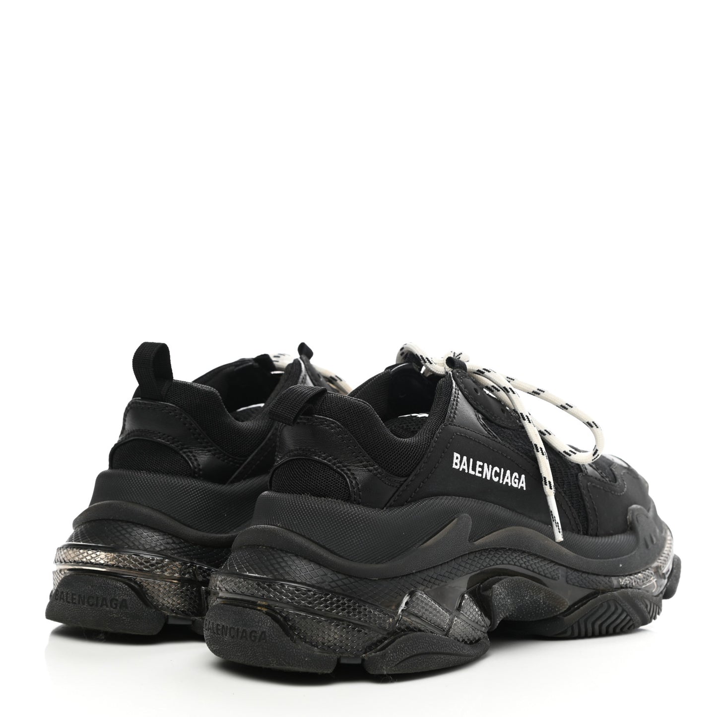 Fabric Mesh Clear Sole Womens Triple S Sneakers 38 Black