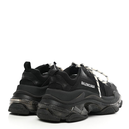Balenciaga Fabric Mesh Clear Sole Womens Triple S Sneakers 38 Black 4 of 10