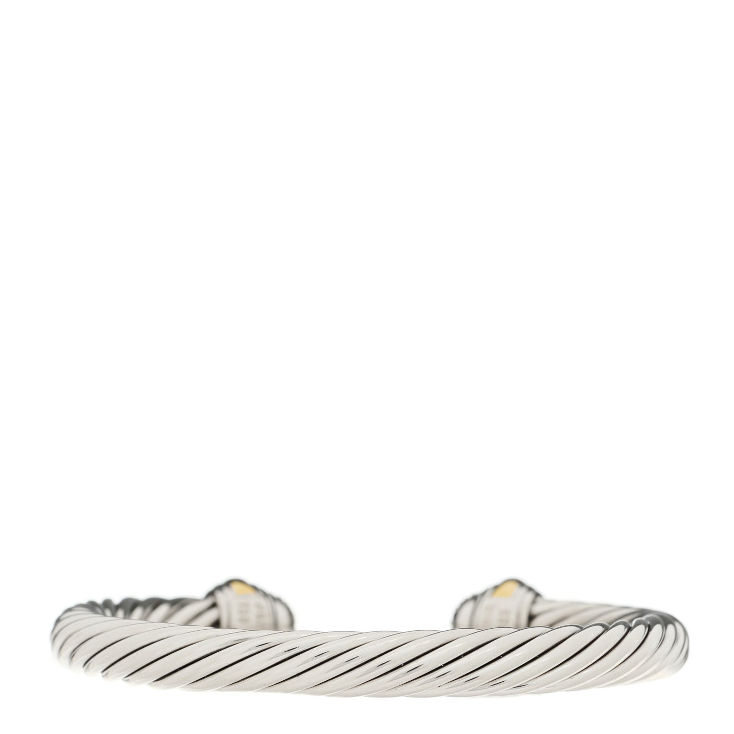 Sterling Silver 18K Yellow Gold Diamond Pave 7mm Cable Classics Bracelet