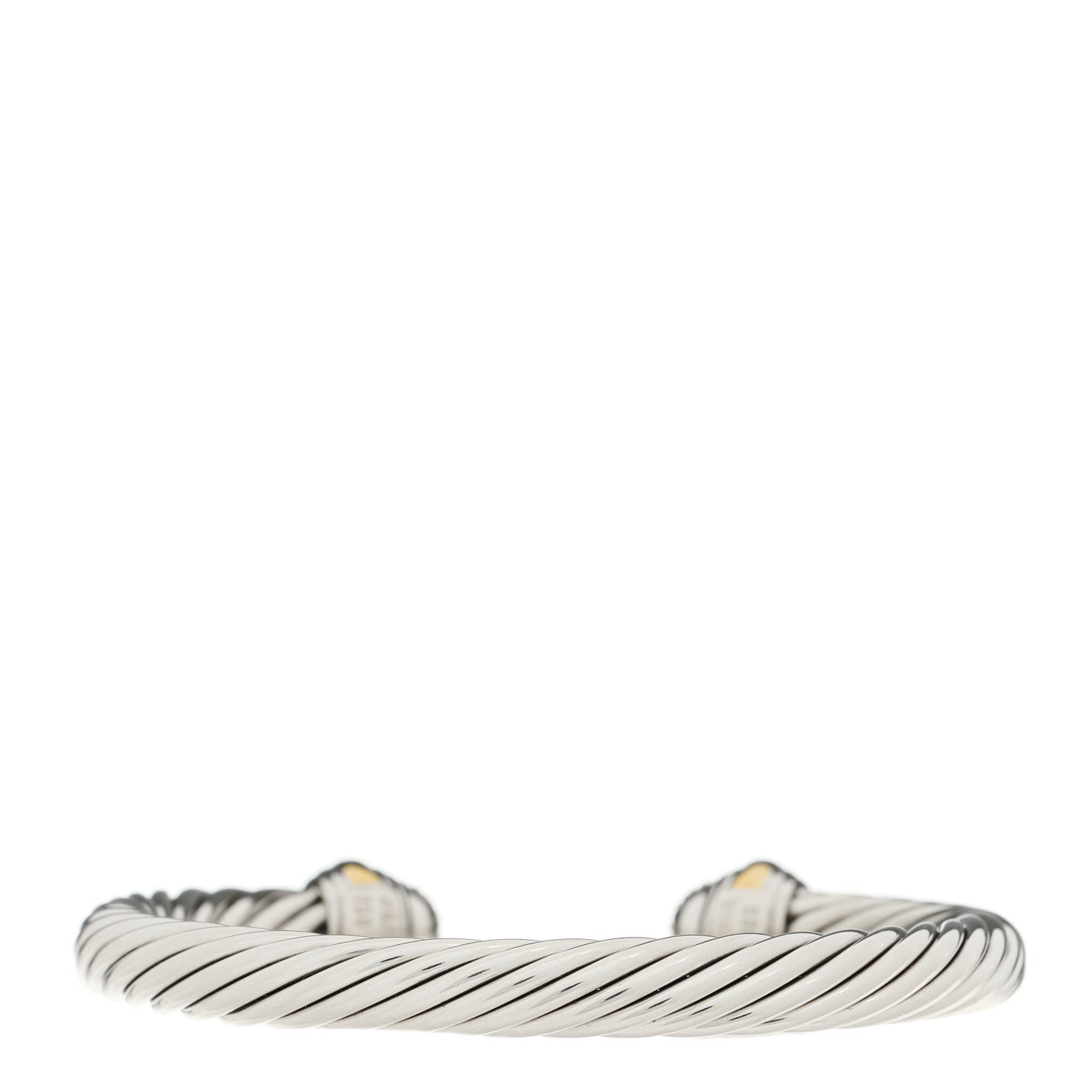 David Yurman Sterling Silver 18K Yellow Gold Diamond Pave 7mm Cable Classics Bracelet 2 of 3
