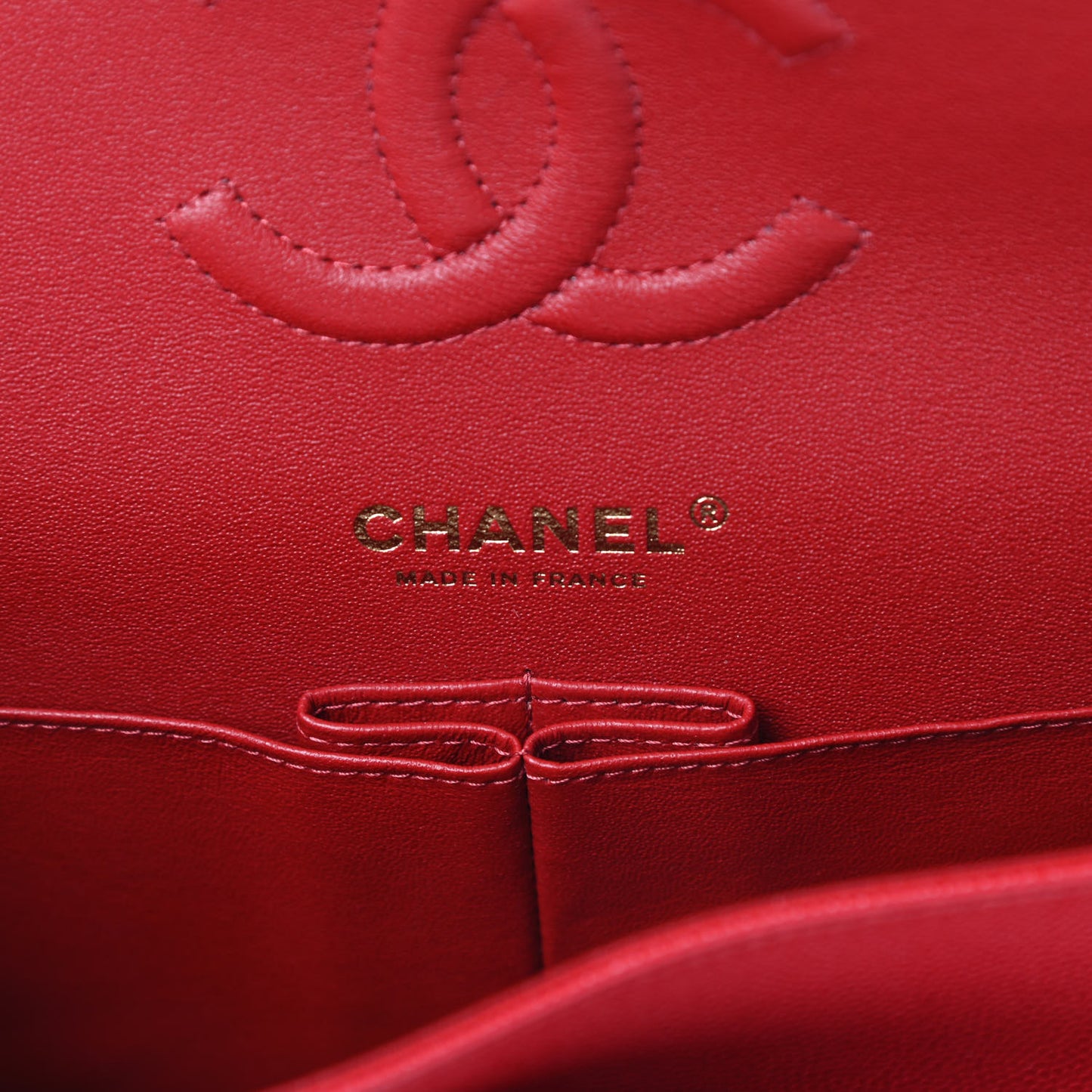Caviar Quilted Medium Double Flap Red