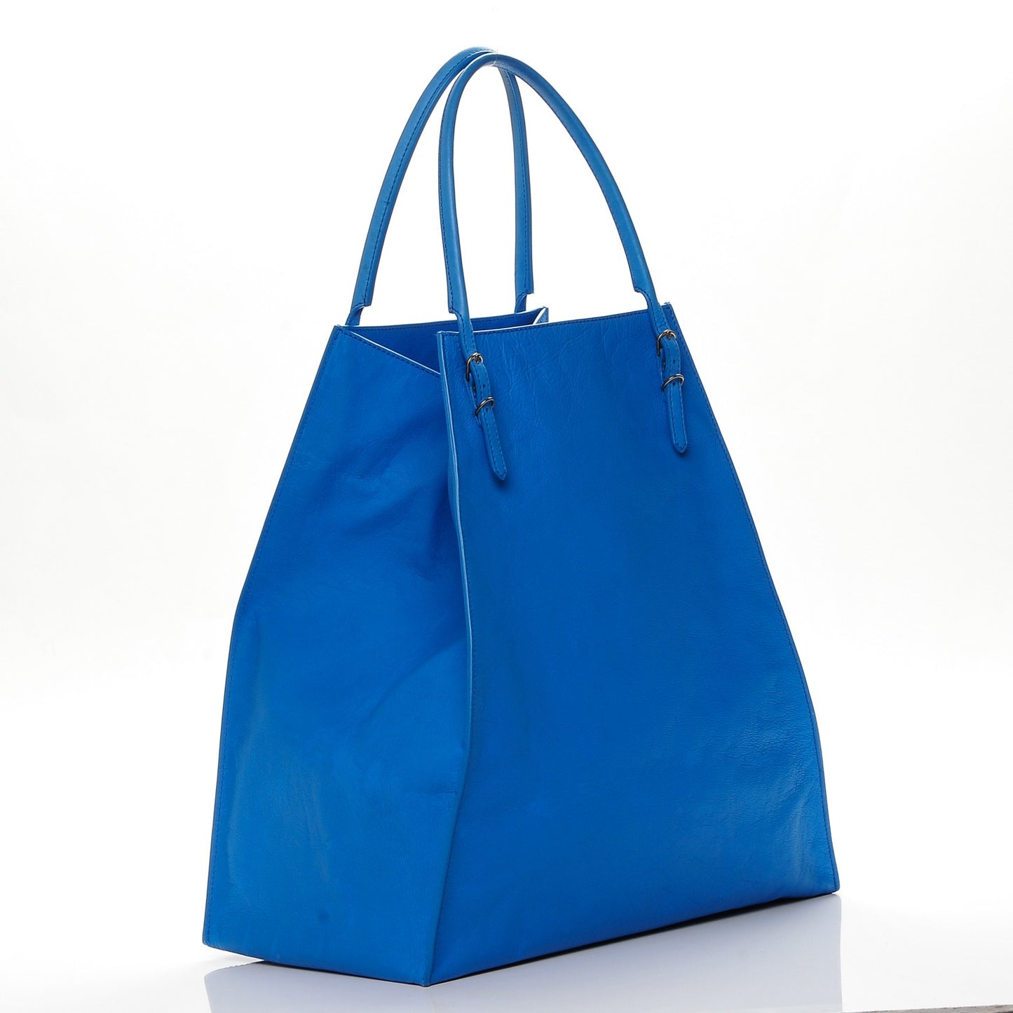 Veau Papier Basket Tote Bleu