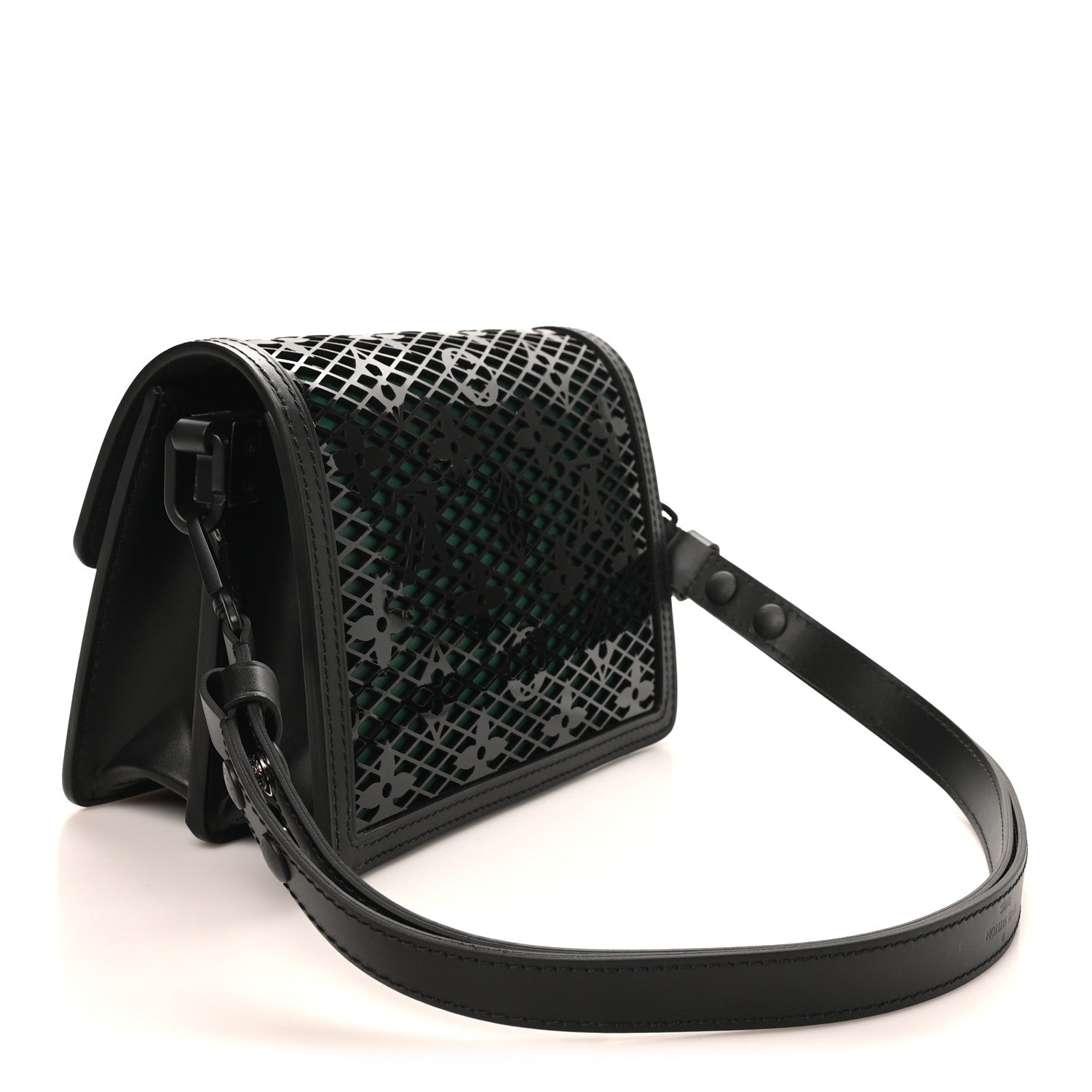 Louis Vuitton Patent Calfskin Monogram Lace Dauphine Mini Emerald Green 3 of 9